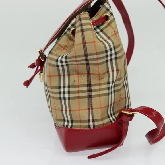 BURBERRY Nova Check Backpack Canvas Beige Red gold Auth BD1627 - Picture 4 of 15